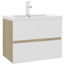 Vonios spintelė su praustuvu VLX Built-in Basin, ąžuolo sp./balta sp., 60 cm x 38.5 cm x 45 cm