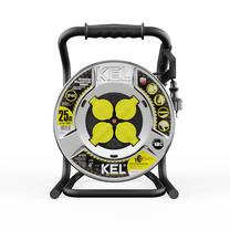 Удлинитель на катушке Kel, 3 x 1,5 mm², 25 м, IP44, 4 розетки, серебристый цв./черный цв.