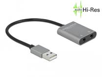 Adapteris Delock 66562 USB A, Jack 3.5 x 2, sudraba krās.