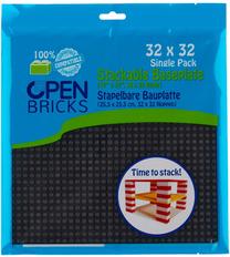 Pagrindo plokštė Open Bricks Stackable Building Plate 32x32 Black OB-P32BK1, 2 vnt.