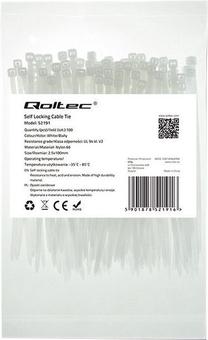 Qoltec Zippers Nylon UV 2.5x100mm 100pcs. White