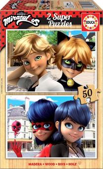 Medinė dėlionė Educa Miraculous Ladybug 460234, 18 cm x 26 cm, 100 vnt.
