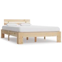 Lova pusantros vietos VLX Solid Pine Wood, 140 x 200 cm, ruda sp., be čiužinio, su grotelėmis
