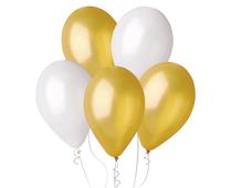 Balonu komplekti ovāls Gemar Classic GM90, zelta krās./balta krās., 50 gab.