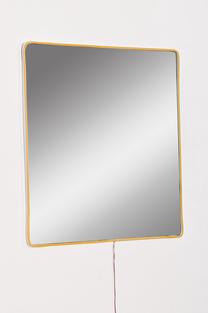 Spogulis Kalune Design Square Led, ar gaismu, stiprināms, 50 cm x 50 cm, dzeltena krās.