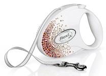 Автоматический поводок Flexi Glam Splash 2229, белый цв./oранжевый цв./розовый цв., M 5м