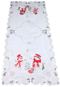 Kalėdinis stalo takelis stačiakampė Snowman, balta sp./raudona sp./žalia sp., 40 x 160 cm