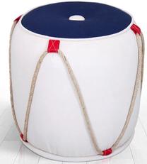 Pufas Hanah Home Fora v3, mėlyna sp./balta sp., 42 cm x 42 cm x 44 cm