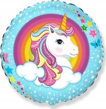 Folinis balionas apvalus Flexmetal Unicorn, įvairių spalvų