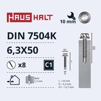 Pašvītņojošā skrūve Haushalt, 6.3 mm x 50 mm, 8 gab.