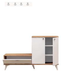 Prieškambario baldų komplektas Kalune Design Evva, vidaus, ąžuolo sp./balta sp.