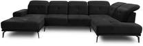 Kampinė sofa Bretan Velvetmat 10, juoda sp., dešininė, 205 x 350 cm x 107 cm