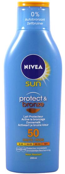 Losjonas įdegio priežiūrai Nivea Sun Protect & Bronze SPF50, 200 ml