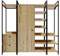 Spinta Kalune Design Okan L600, ąžuolo sp./juoda sp., 200 cm x 40 cm x 180 cm