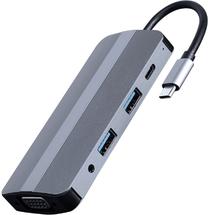 Adapteris Gembird USB-C - HDMI/SD/MicroSD/VGA/3.5mm/2xUSB/USB-C A-CM-COMBO8-02 USB-C male, HDMI/SD/MicroSD/VGA/3.5mm/2xUSB/USB-C female, 0.12 m, pelēka krās.