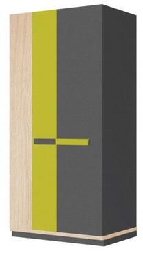 Spinta Szynaka Meble Wow 04, ąžuolo sp./geltona sp./pilka sp., 95 cm x 57 cm x 196 cm