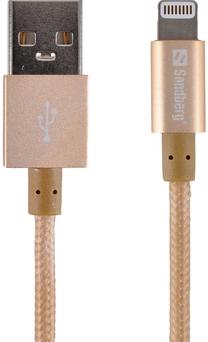 Laidas Sandberg USB, Apple Lightning, 1 m, aukso sp.