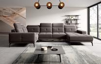 Kampinė sofa Neviro Savoi 7, pilka sp., kairinė, 201 x 350 cm x 77 cm