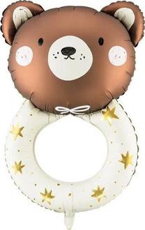 Fooliumist õhupall erikujuga PartyDeco Teddy rattle, pruun v./kuldne v./valge v.