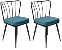 Kėdžių rinkinys Kalune Design 952 V2 974NMB1725, matinė, mėlyna sp./juoda sp., 42 cm x 43 cm x 82 cm, 2 vnt.