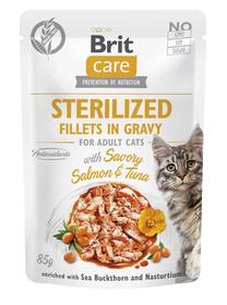 Mitrā kaķu barība Brit Care Sterilized Salmon & Tuna, lasis/tunzivis, 0.085 kg
