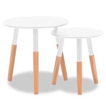 Kavos staliukas VLX 244734, balta sp./pušies sp, 48 cm x 48 cm x 47.5 cm