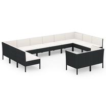 Āra mēbeļu komplekts VLX Garden Lounge Set, melns krās./krēmkrāsas krās., 12 sēdvietas