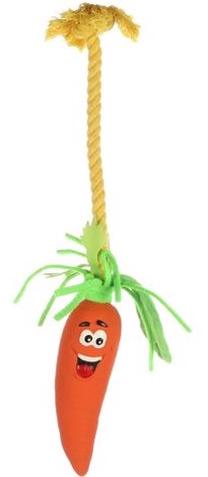 Žaislas šuniui, virvinis Flamingo Xibor Carrot, 9 cm, geltona sp./oranžinė sp./žalia sp.