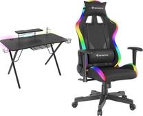 Spēļu galdu un krēslu komplekts Genesis Holm 300 RGB + Trit 600 RGB, 120 cm x 60 cm, 75 cm, melna krās.