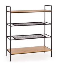 Pastatoma lentyna Reg-21, ąžuolo sp./juoda sp., 129 cm x 34 cm x 111 cm