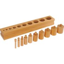 Izglītojošās rotaļlieta, formu šķirotājs Block with Cylinders, koka krās., 11 gab.