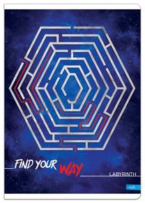Sąsiuvinis Lastva Labyrinth, linijomis, A5, 80 lapų, (spalva/dizainas parenkami atsitiktine tvarka)
