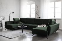 Kampinė sofa Larco Loco 35, tamsiai žalia sp., 191 x 362 cm x 90 cm
