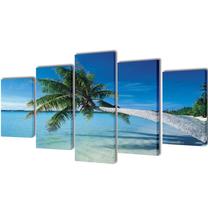 Foto paveikslas VLX Sand Beach with Palm Tree 5pcs, 200 cm x 100 cm