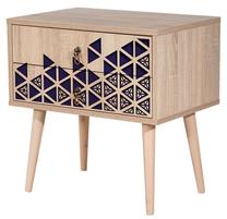 Naktinis staliukas Kalune Design Two 123, ąžuolo sp./mėlyna sp., 61 cm x 60 cm x 40 cm