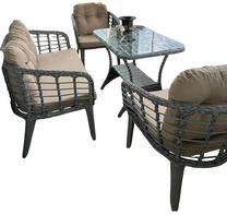 Lauko baldų komplektas Kalune Design Manolya, pilka sp./rusvai gelsva sp., 1-4 vietų