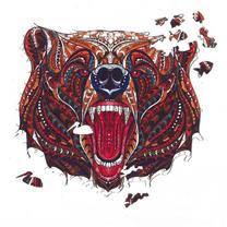 Medinė dėlionė Bear Totem ADPZ011, 32 cm x 30 cm, 222 vnt., ruda sp.