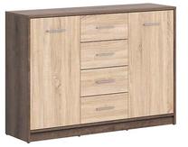 Komoda Nepo Plus S435-KOM2D4S-DMON/DSO, ąžuolo sp./ruda sp., 84 cm x 34 cm x 118.5 cm
