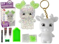 Radošs dimantu mozaīkas komplekts, atslēgu piekariņš Lean Toys DIY Lovely Deer, balta krās./zaļa krās.
