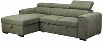 Kampinė sofa - lova Home4you Odelia LC, šviesiai žalia sp., kairinė, 248 x 159 cm x 99 cm