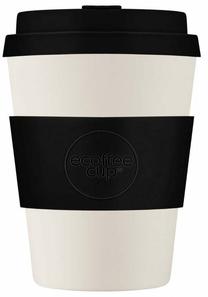Plastmasas glāze Ecoffee Cup Solid Colours Black Nature, 180 ml, silikons/polipienskābe (pla), melns krās./bēša krās.