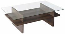 Kavos staliukas Kalune Design Saga, riešuto sp./skaidri sp., 65 cm x 105 cm x 35 cm