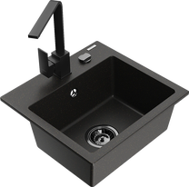 Кухонная мойка Mexen Milo 6505-75-670300-70-B, гранит, 43.5 см x 41 см x 17.1 см, черный цв.