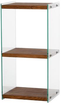 Knygų lentyna Kalune Design Acqua 2, skaidri sp./ruda sp., 80 cm x 40 cm x 35 cm