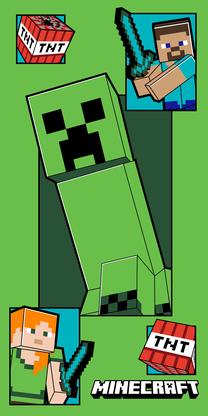 Paplūdimio rankšluostis Minecraft Creeper Coming, žalia sp., 140 cm x 70 cm