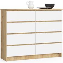 Komoda Akord K120, ąžuolo sp./balta sp., 99 cm x 40 cm x 120 cm