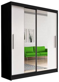 Spinta Idzczak Meble Vista 01, juoda sp., 150 cm x 61 cm x 200 cm, su veidrodžiu