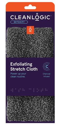 Masāžas beržamais Cleanlogic Detoxify Exfoliating, 45 cm x 22 cm, melna krās.