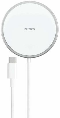 Belaidis įkroviklis Deltaco QI-1034, USB Type C, balta sp., 15 W