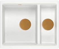 Virtuves izlietne Quadron Logan 150, granīts, 56 cm x 46 cm x 22 cm, balts krās./vara krās.